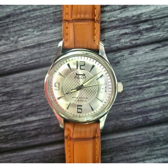 Other - Vintage‎ Clean Para Shock Pilot 17J Pie Pan Men's Watch
